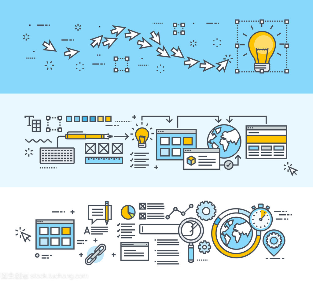 細(xì)線平面設(shè)計創(chuàng)作 從宏大構(gòu)思到網(wǎng)站與應(yīng)用開發(fā)及SEO橫幅設(shè)計